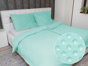 Biante Hřejivé ložní povlečení Minky TOP 3D puntíky MKP-055 Světle mintové Prodloužené 140x220 a 70x90 cm