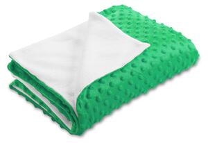 Biante Dětská oboustranná deka Minky TOP 3D puntíky/Polar MKP-054 Sytě zelená 75x100 cm