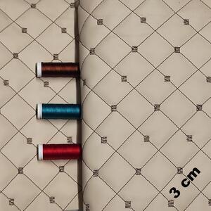 Ekokůže MIX 3x3 cm barva Béžová prošívaná Hnědými nitěmi, metráž, 145 cm