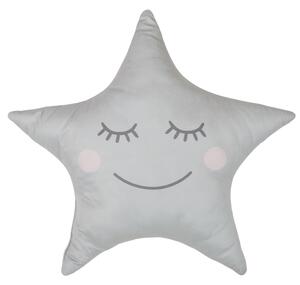 Home Deco Kids Dětský polštářek usmívající se hvězda šedý 44 x 37 cm