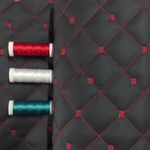 Ekokůže MIX 3x3 cm barva Černá prošívaná Červenými nitěmi, metráž, 145 cm