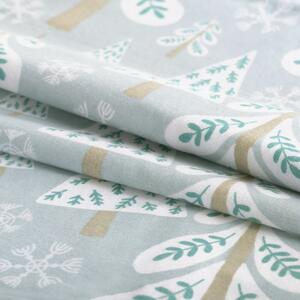 Flanelové měkké povlečení s vánočními stromky v jasně modré barvě Holly FINICKY -200x220+80x80*2