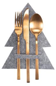 Vánoční obal na příbory KF370-4 stromek, šedý (4 ks)