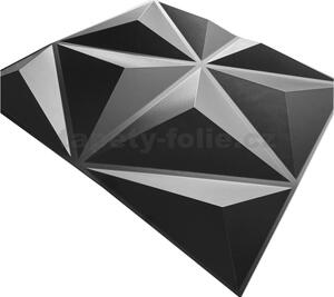 Obkladové panely 3D PVC STAR D177 černý, cena za kus, rozměr 500 x 500 mm, STAR černý, IMPOL TRADE
