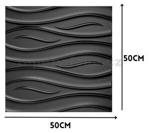 Obkladové panely 3D PVC vlnovky D152 černé, cena za kus, rozměr 500 x 500 mm, vlnovky černé, IMPOL TRADE