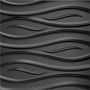 Obkladové panely 3D PVC vlnovky D152 černé, cena za kus, rozměr 500 x 500 mm, vlnovky černé, IMPOL TRADE