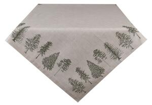 Béžový bavlněný ubrus se vzorem jehličnatých stromů Natural Pine Trees – 100x100 cm