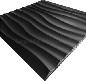 Obkladové panely 3D PVC WELLE D105 černý, cena za kus, rozměr 500 x 500 mm, WELLE černý, IMPOL TRADE