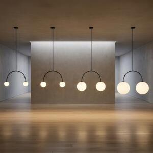 ACB Iluminacion Závěsné svítidlo PARMA, ⌀ 18 cm, 2xE27 2x15W Barva skla: Opálová, Barva konstrukce: Černá