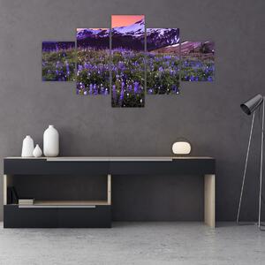 Obraz - Sopka a květiny (125x70 cm)