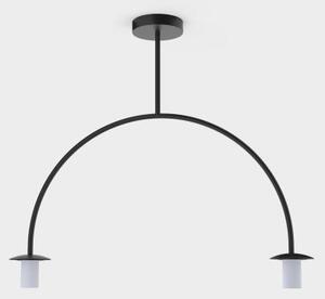 ACB Iluminacion Závěsné svítidlo PARMA, ⌀ 18 cm, 2xE27 2x15W Barva skla: Opálová, Barva konstrukce: Černá