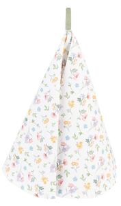 Bílá kulatá bavlněná utěrka se vzorem lučních kvítků Colourful Flowers – 80 cm