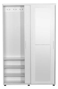 Botník JUNO s posuvnými dveřmi a zrcadlem, bílá