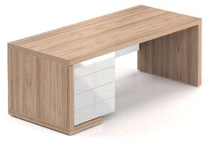 Manažerský stůl SOLID, se zásuvkami 200cm (Manažerský stůl SOLID, délky 200cm, šířka 85cm se zásuvkami L strana)