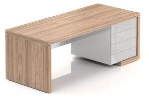 Manažerský stůl SOLID, se zásuvkami 200cm (Manažerský stůl SOLID, délky 200cm, šířka 85cm se zásuvkami P strana)