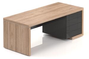 Manažerský stůl SOLID, se zásuvkami 200cm (Manažerský stůl SOLID, délky 200cm, šířka 85cm se zásuvkami P strana)