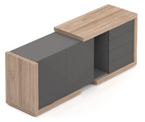 Komoda SOLID pro manažerský opěrný stůl, se dvěma dveřmi a zásuvkami 170cm (Komoda SOLID pro manažerský opěrný stůl, se dvěma dveřmi, 4 zásuvky, délka 170cm, hloubka 50cm)