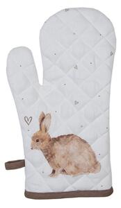 Bílá bavlněná dětská chňapka se vzorem králíčků Bunnies in Love – 12x21 cm