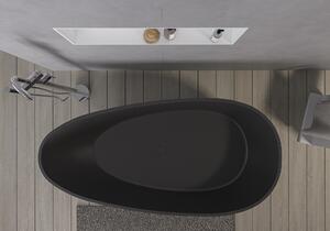 CERANO - Volně stojící vana z litého mramoru Aura - černá matná - 180x90 cm