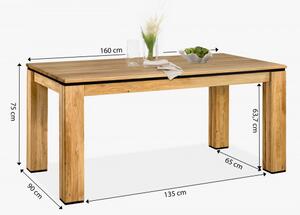 Dřevěný dubový stůl 160 x 90 cm
