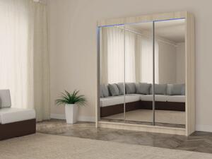 Zrcadlová třídveřová skříň 180 cm Astrid Barva: Černá