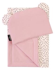 Souprava do kočárku pro miminko: Polštářek a deka z BIO bavlny čárkovaná - Růžová