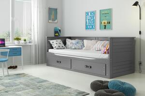 Výsuvná dětská postel HERMES šedá 200x80 cm