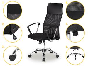 Wellhox Kancelárska otočná stolička s chrómovými nohami a vysokým operadlom