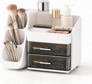 Organizér na make-up se 2 zásuvkami – multifunkční – s velkým úložným prostorem – pro udržení pořádku na toaletním stolku – ShopVlot
