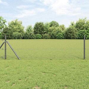 Šestihranný plot, 0,8 x 10 m - ocel, šedá barva - sloupky plotu, průměr 32 mm, výška 120 cm - bezpečný pro zahradu a zeleninové záhony - 7 kusů - Vemera