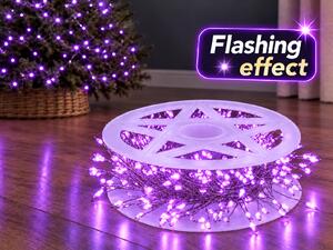 Vánoční LED mikro řetěz 10 m, 300 LED, fialová se záblesky