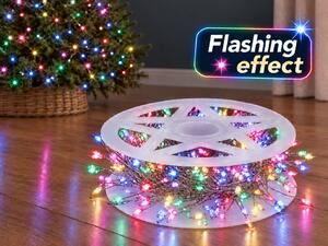 Vánoční LED mikro řetěz 10 m, 300 LED, různobarevná se záblesky