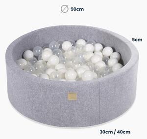 MeowBaby Pěnová hrací sada a domácí hřiště se suchým bazénkem (200 ks míčků) meruňková: perlově bílá, béžová, transparentní
