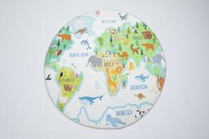 Makro Abra Kulatý dětský koberec KIDS 250321N Mapa Světa Rozměr: průměr 140 cm