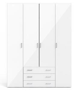 Tvilum Čtyřdveřová šatní skříň Home 10 bílá/bílý lesk