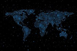 Tapeta mapa světa s noční oblohou