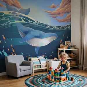 Fototapeta Velryba plavající v oceánu, Mořské fototapety, Populární fototapety - Tapeko.co.cz