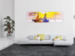 Obraz - Malba lodí (170x50 cm)
