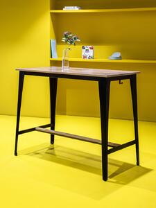 Barový stůl černý A30 XL, dekor dřeva dub Hamilton, 130 x 68 cm MASIVNÍ PODNOŽ: Masiv dub, odstín černý