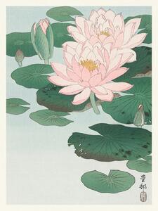 Obrazová reprodukce Water Lily / Lotus (Japandi Vintage) - Ohara Koson, (30 x 40 cm)