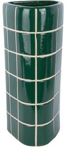 Keramická váza Present Time Retro Tiles trojhranná 37 cm, zelená