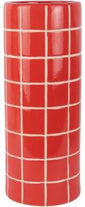Keramická váza Present Time Retro Tiles kulatá 40 cm, červená