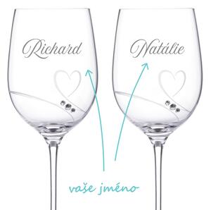 Sklenice na víno k výročí Diamante Romance 2 ks