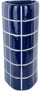 Keramická váza Present Time Retro Tiles trojhranná 37 cm, modrá