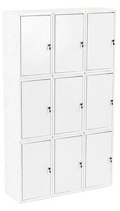 9x Uzamykatelná kovová skříňka Trestles SKM 350x350x700, světle šedá dvířka