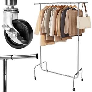 Věšákový stojan na kolečkách HARUN stříbrný