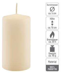 Krémová parafínová svíčka 10 cm, 20 h hoření, sada 24 ks