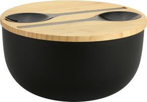 Kesper 58470 Salátová mísa s příborem a bambusovým víkem 24 cm, černá