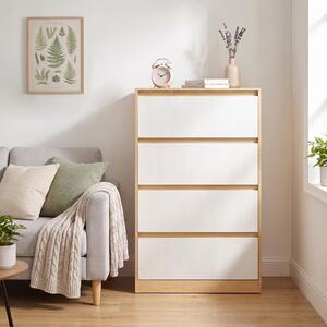 VASAGLE Komoda se 4 zásuvkami, moderní komoda do ložnice, rozměry 60,2 x 40,4 x 97,4 cm, žlutá barva