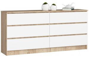 Komoda K160 6SZ sonoma/bílá